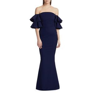 Chiara Boni La Petite Robe Womens Parvati Off-The-Shoulder Gown Blue Notte 8